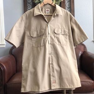 Dickies tan, double-pocket shirt